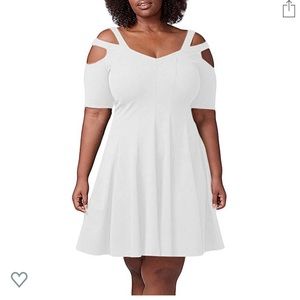 Plus Cold Shoulder Short Sleeve Fit Flare Dress